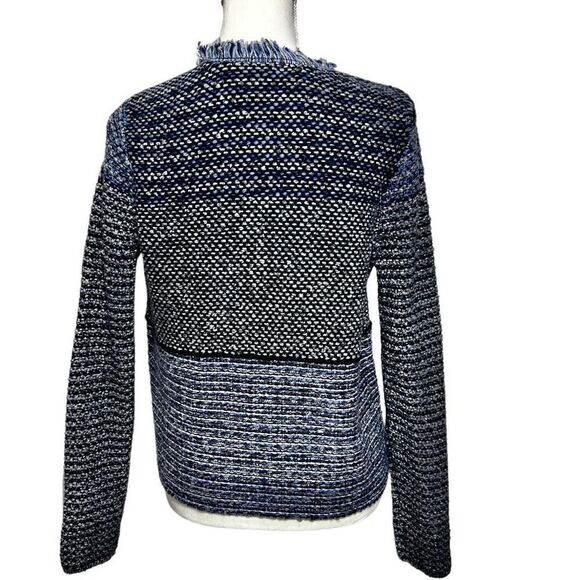 NWT Chicos Women's Franklin Fringe Cardigan Blue Gray Black‎ Size 0 (S/4) - Picture 3 of 8